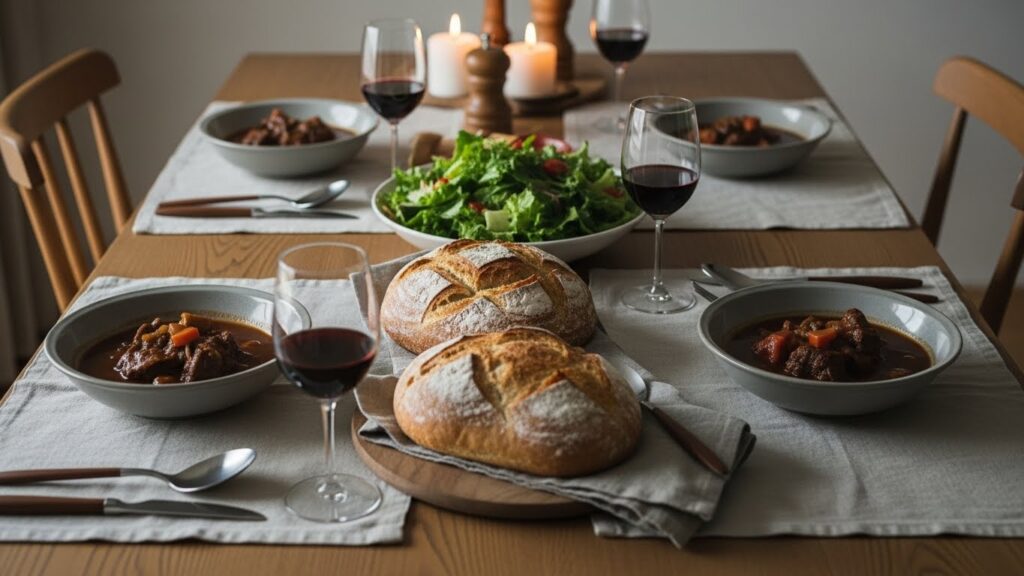 ビーフシチューをメインとした食卓のイメージ画像
